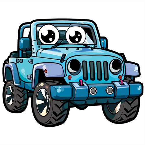 Car Theme Blue Jeep Car Transparent Sticker